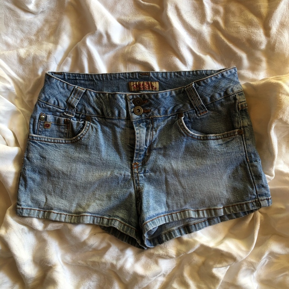 y2k light denim shorts